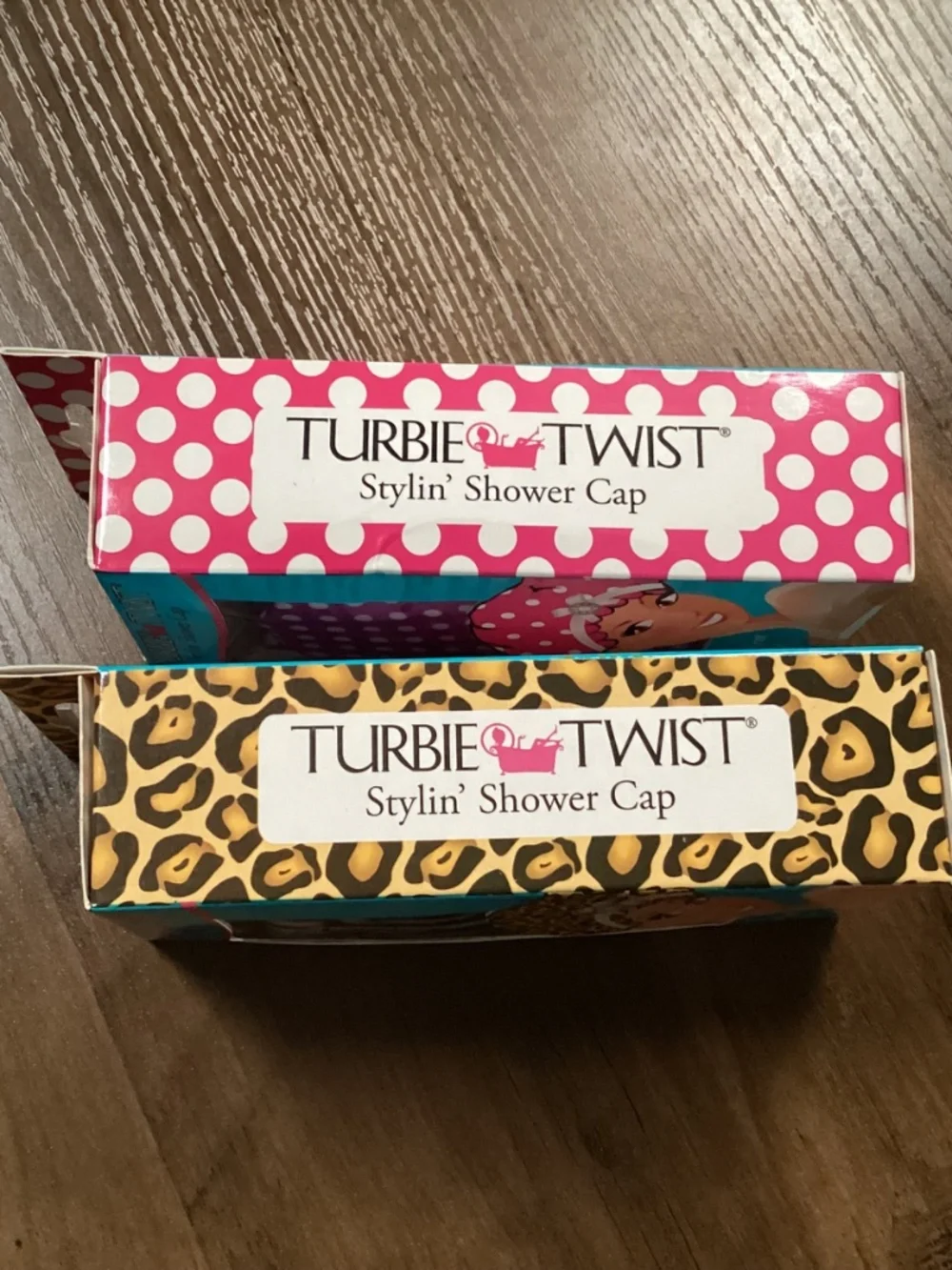 Turbie Twist shower caps two-pack set New